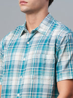 Men's Green 100% Cotton Regular Fit Shirt
