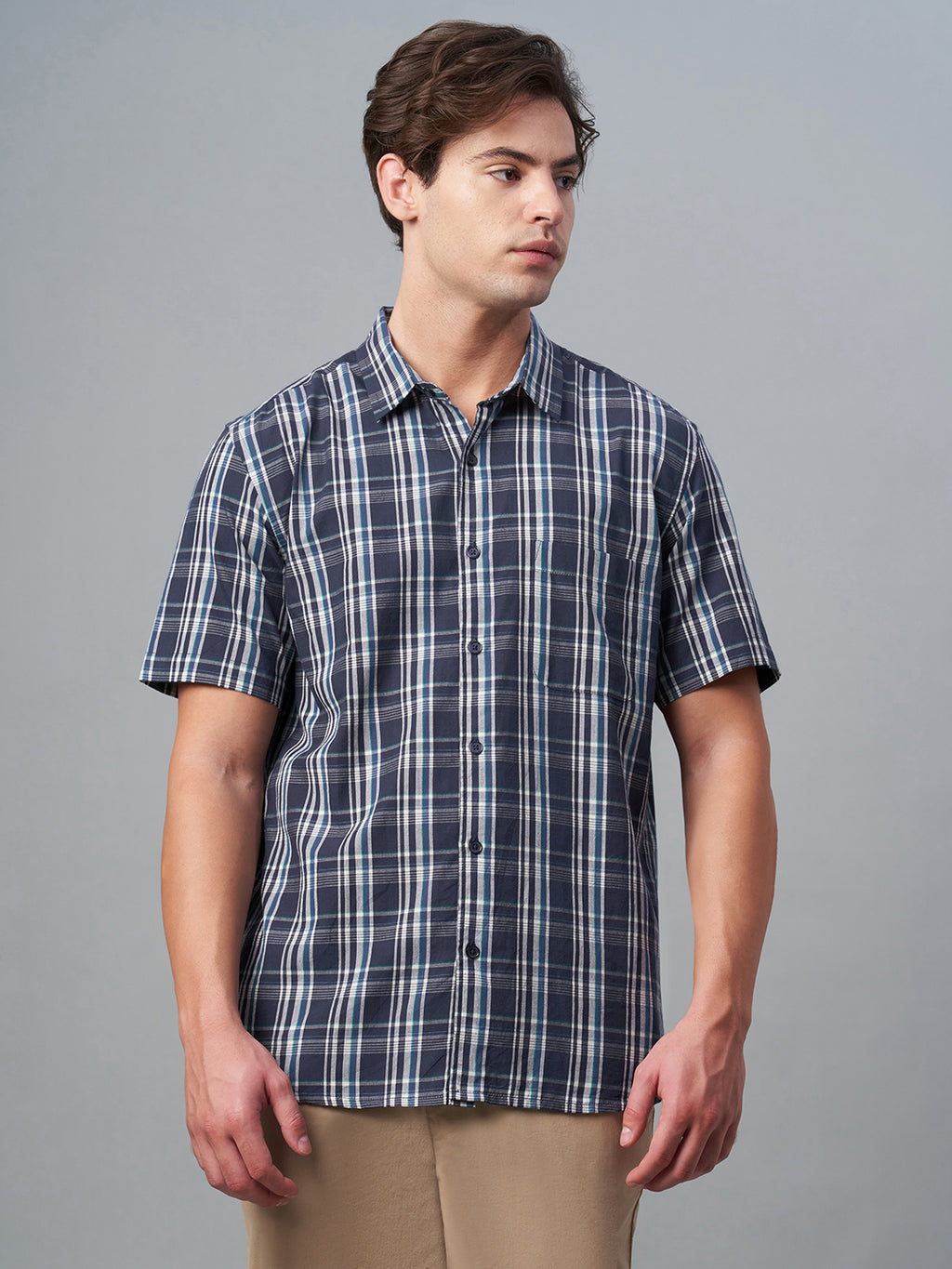Men's Navy 100% Cotton Regular Fit Shirt