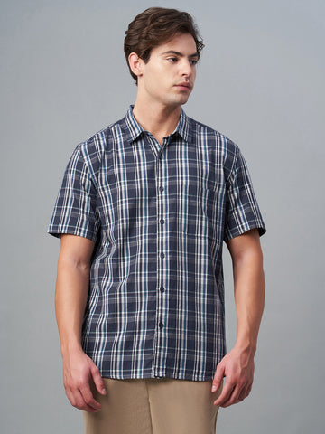 Men's Navy 100% Cotton Regular Fit Shirt