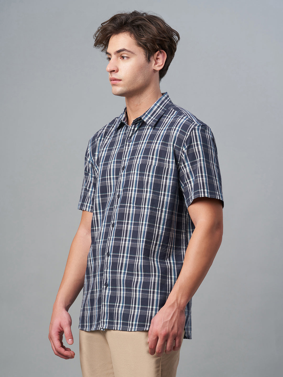 Men's Navy 100% Cotton Regular Fit Shirt