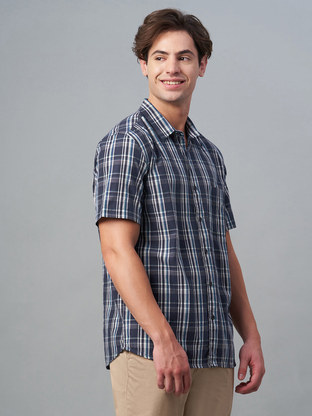 Men's Navy 100% Cotton Regular Fit Shirt