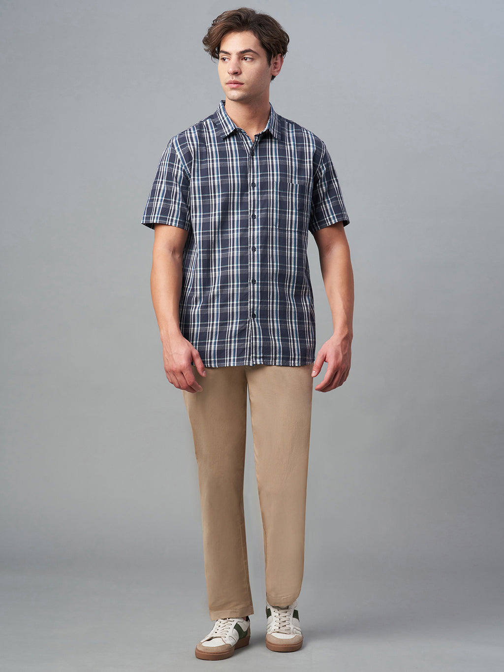 Men's Navy 100% Cotton Regular Fit Shirt