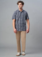 Men's Navy 100% Cotton Regular Fit Shirt