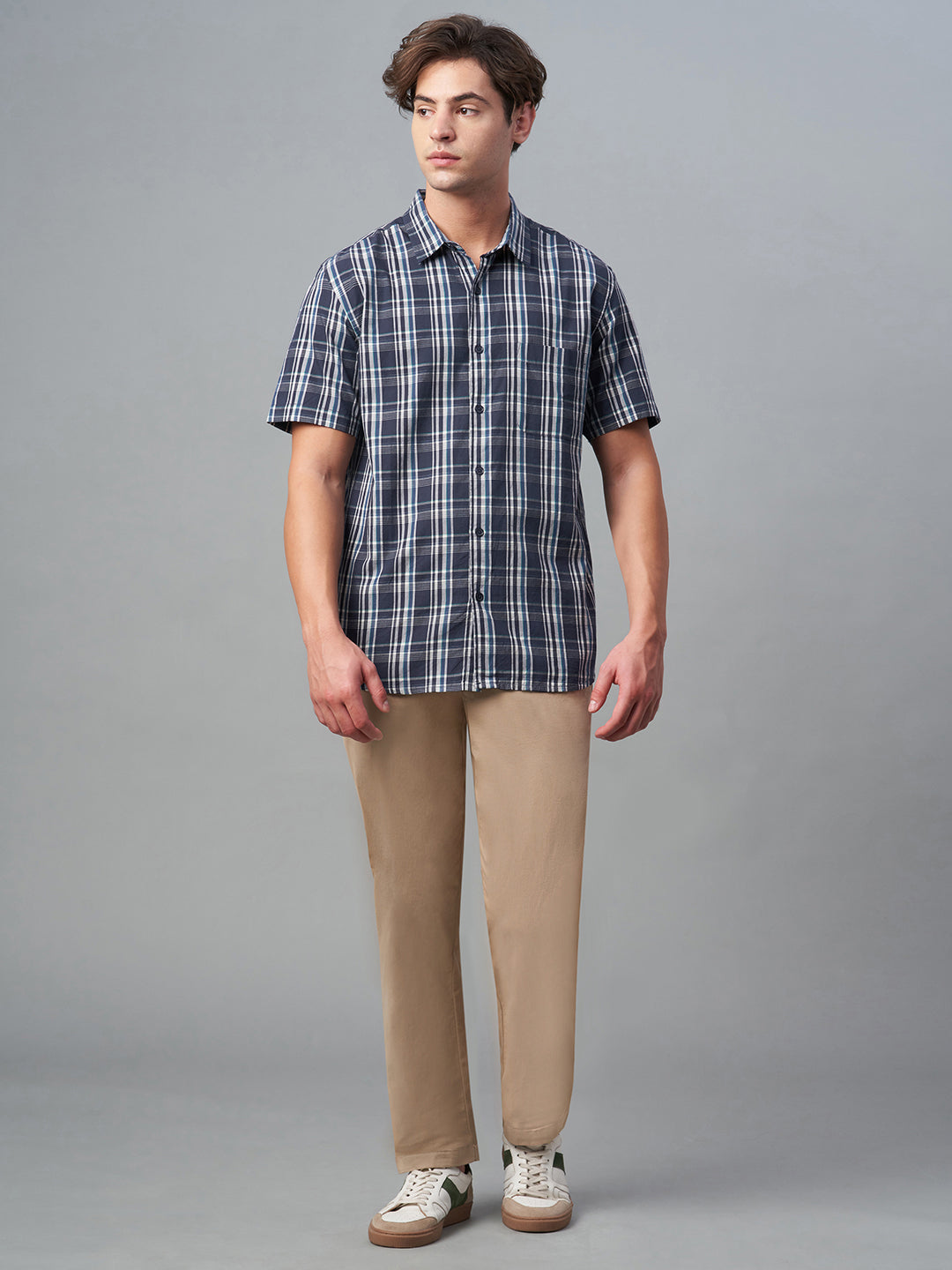Men's Navy 100% Cotton Regular Fit Shirt