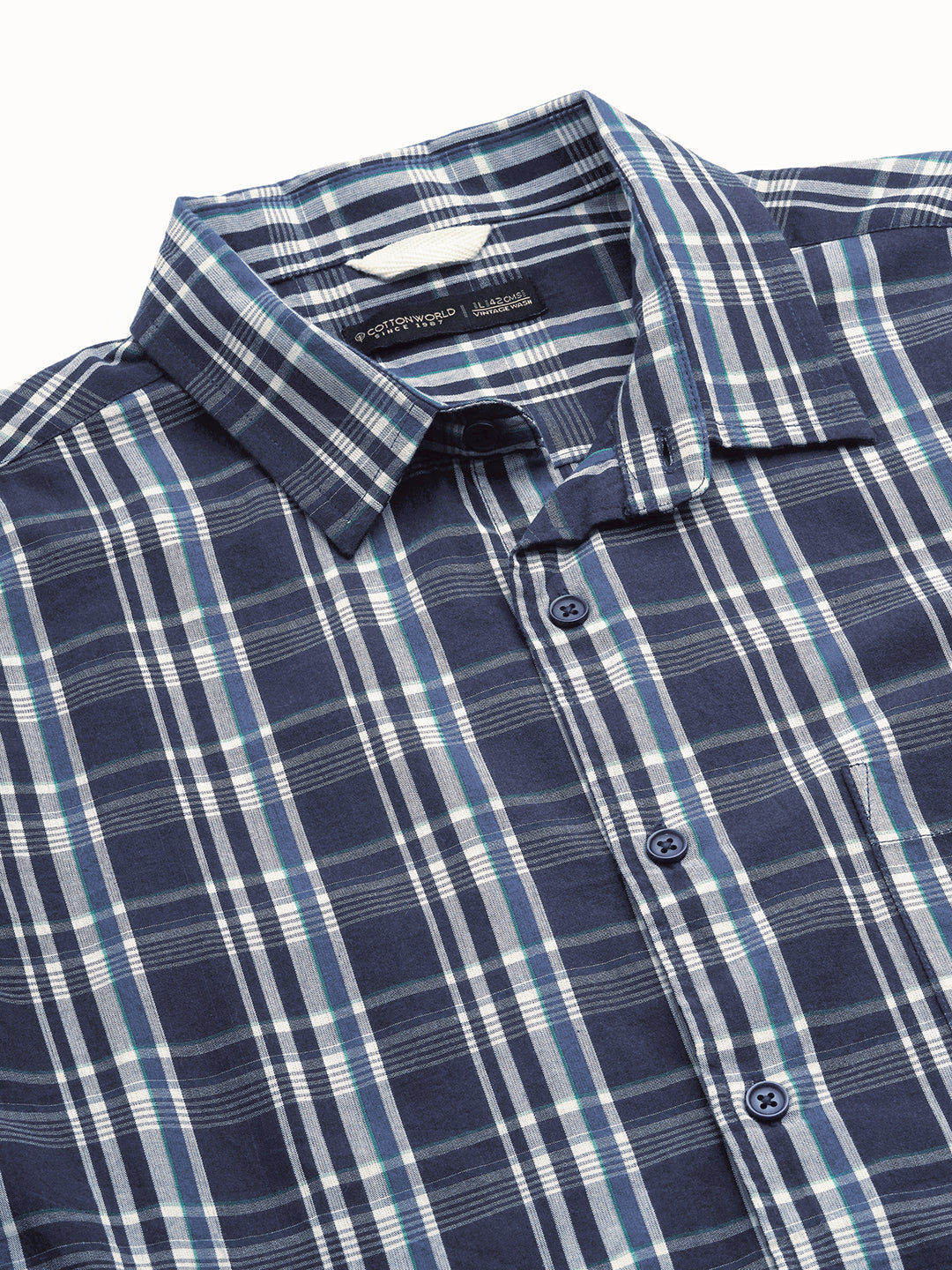 Men's Navy 100% Cotton Regular Fit Shirt