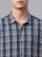 Men's Navy 100% Cotton Regular Fit Shirt