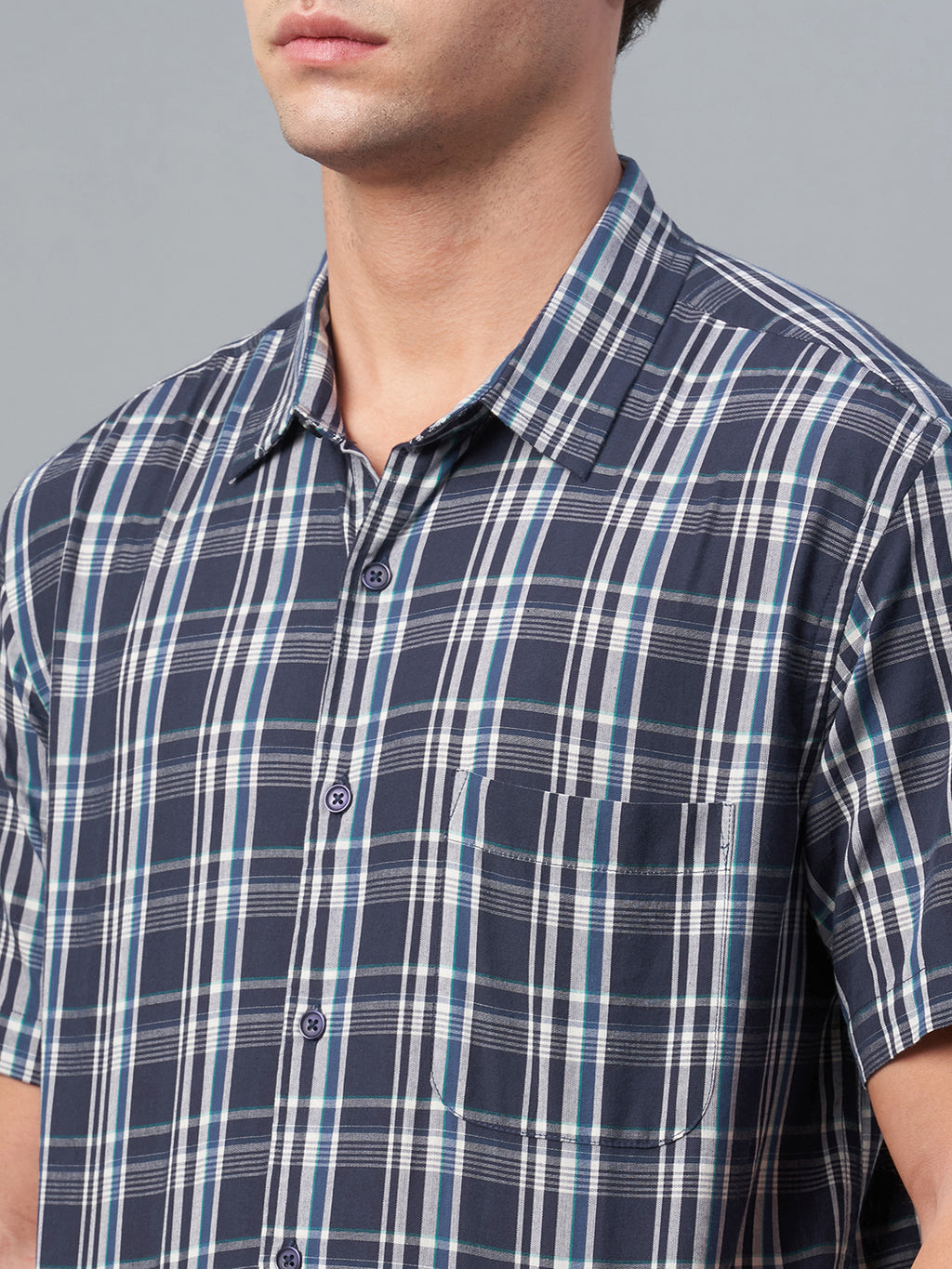 Men's Navy 100% Cotton Regular Fit Shirt