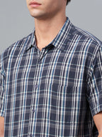 Men's Navy 100% Cotton Regular Fit Shirt