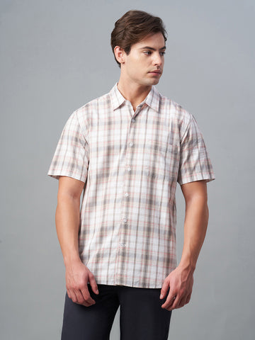 Men's White 100% Cotton Regular Fit Shirt