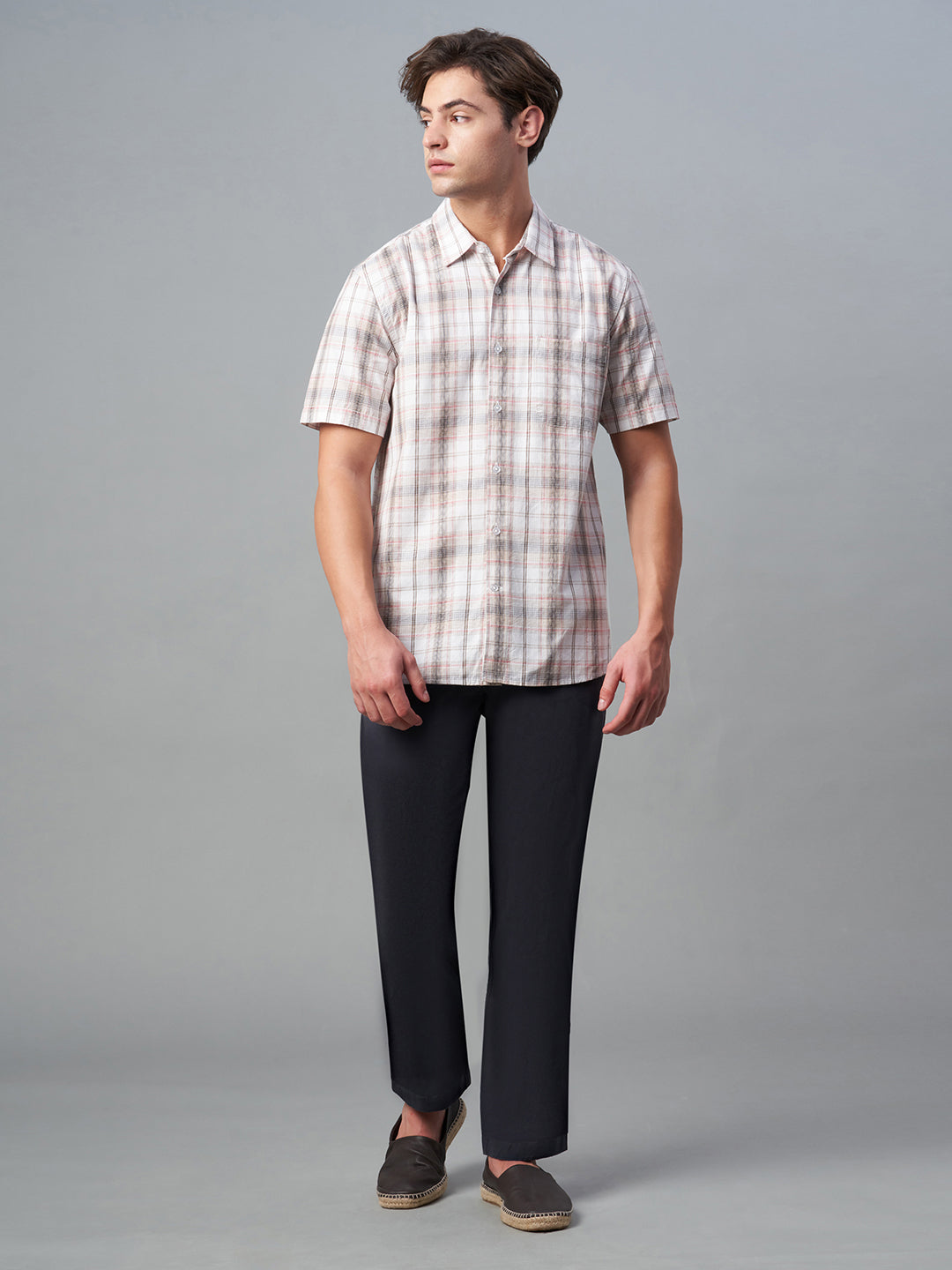 Men's White 100% Cotton Regular Fit Shirt