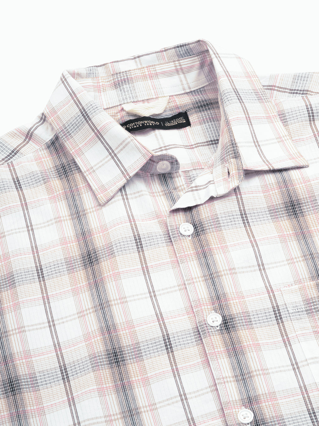 Men's White 100% Cotton Regular Fit Shirt