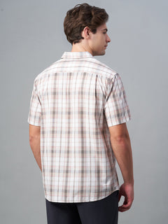 Men’s Cotton Regular Fit Shirt Brown White