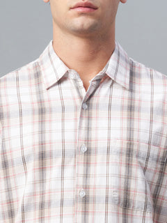 Men’s Cotton Regular Fit Shirt Brown White