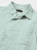 Men's Green 100% Linen Regular Fit Shirt