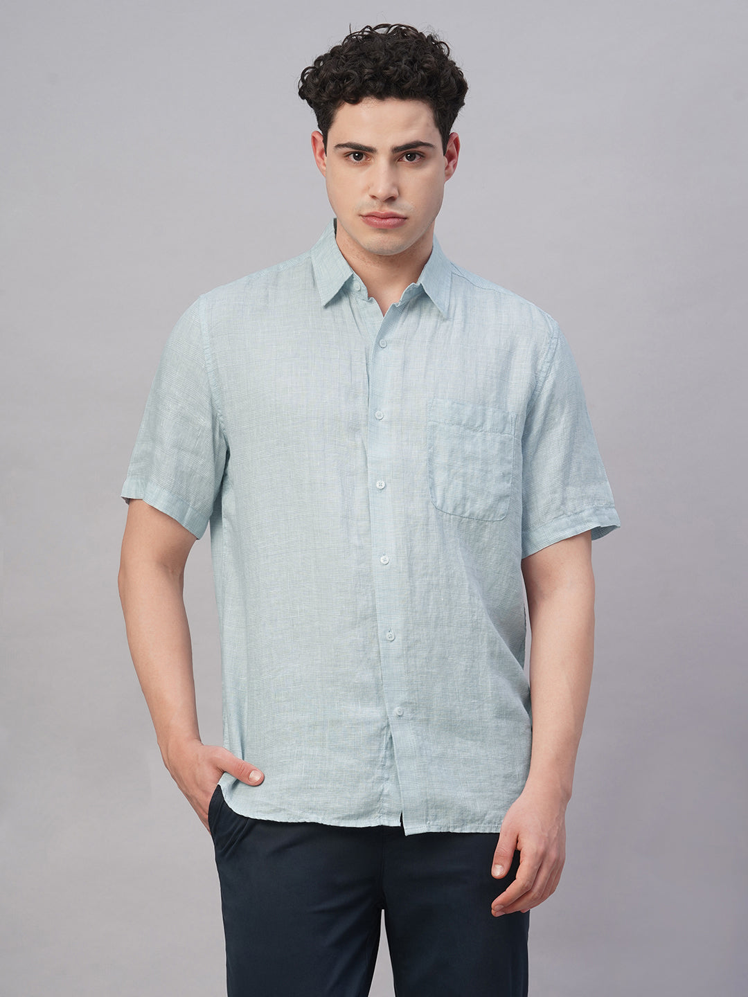 Men's Sky 100% Linen Regular Fit Shirt