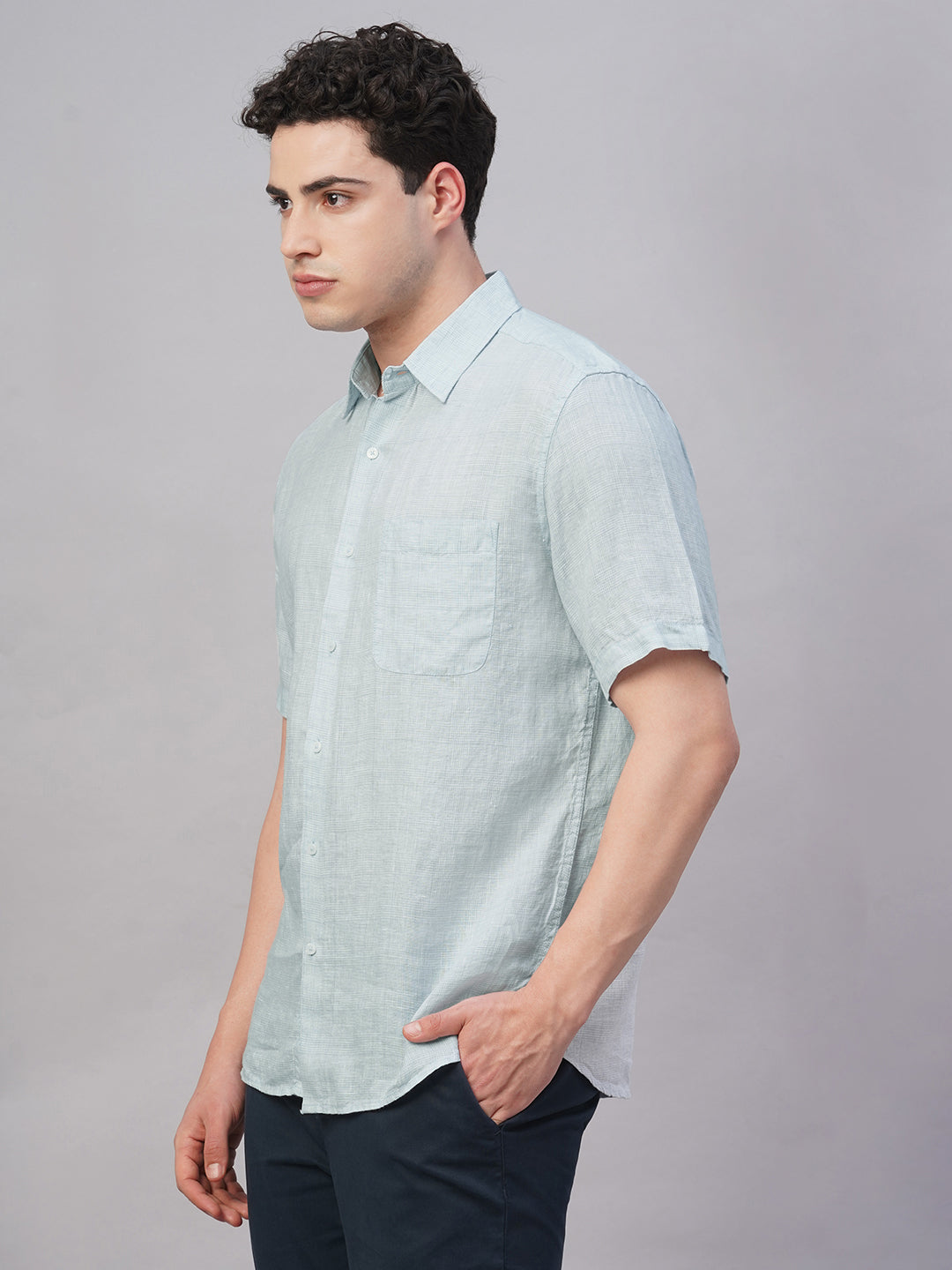 Men's Sky 100% Linen Regular Fit Shirt