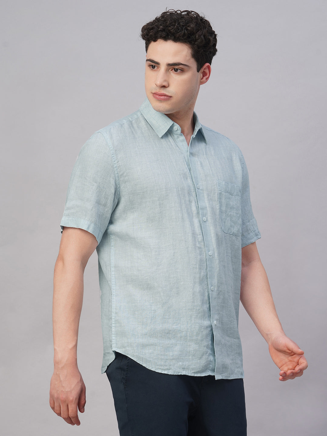 Men's Sky 100% Linen Regular Fit Shirt