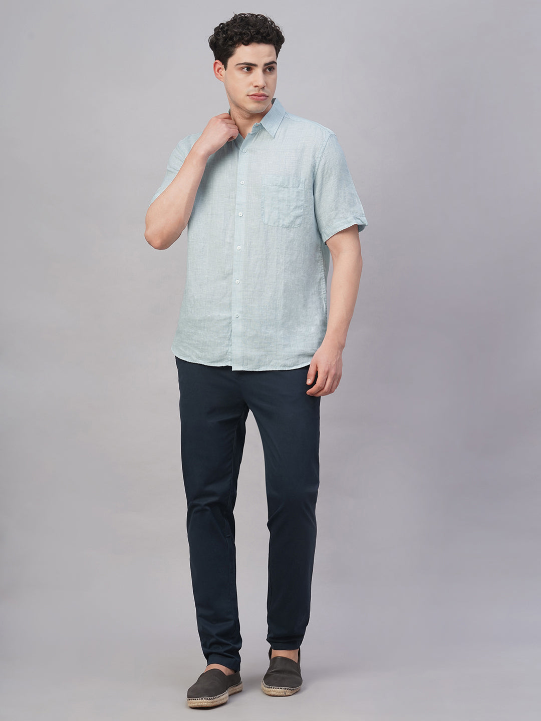 Men's Sky 100% Linen Regular Fit Shirt