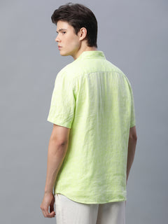 Men's 100% Linen Regular Fit Shirt Lime