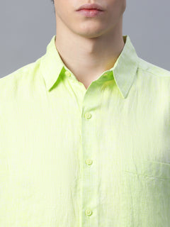 Men's 100% Linen Regular Fit Shirt Lime