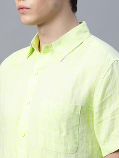 Men's 100% Linen Regular Fit Shirt Lime