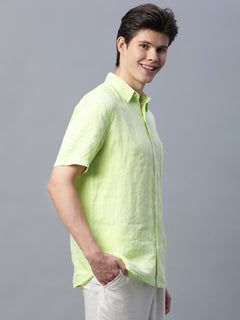 Men's 100% Linen Regular Fit Shirt Lime