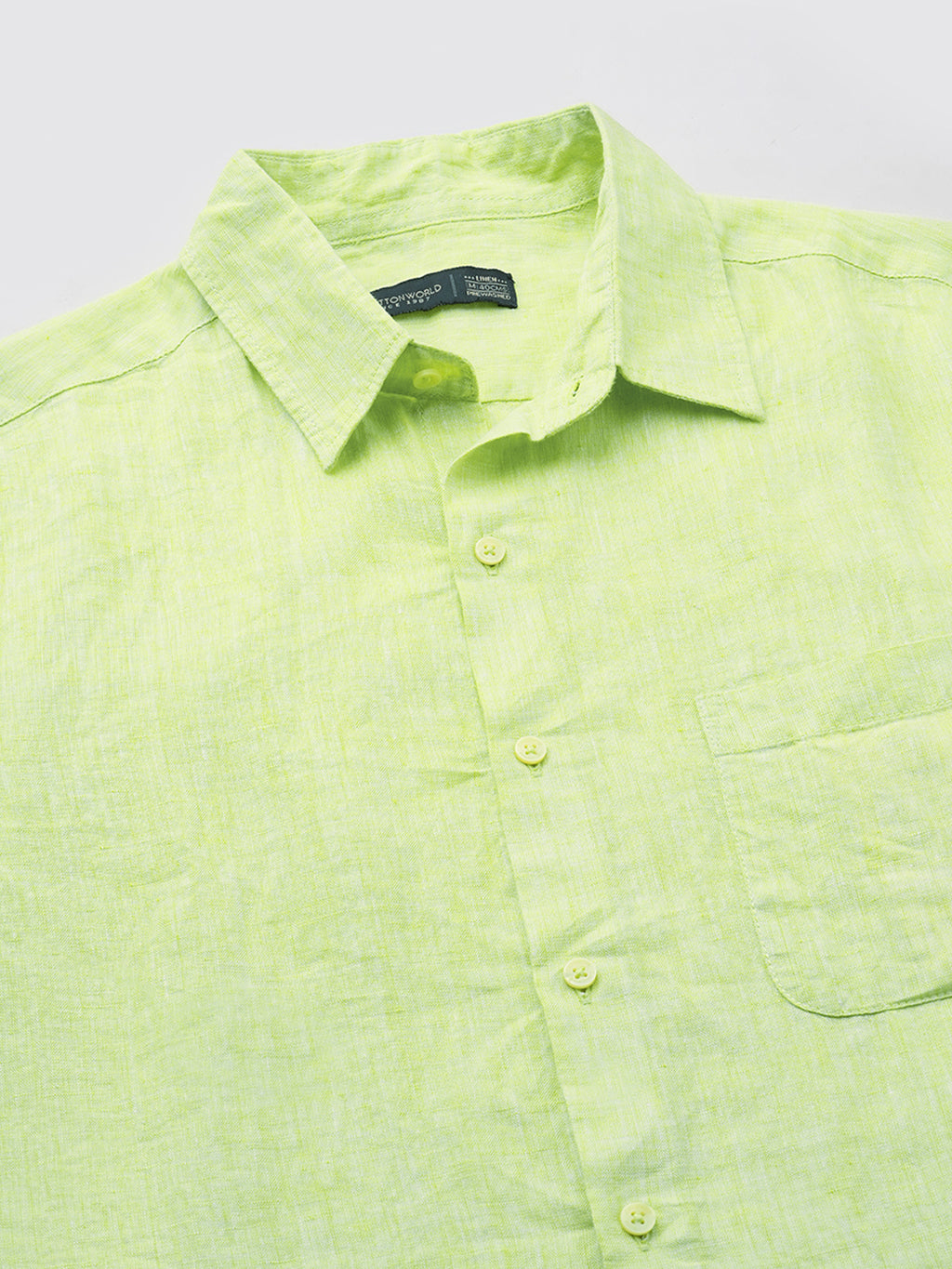 Men's Lime 100% Linen Regular Fit Shirt