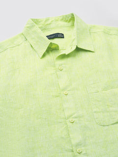 Men's 100% Linen Regular Fit Shirt Lime