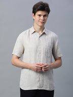 Men's Natural 100% Linen Regular Fit Shirt