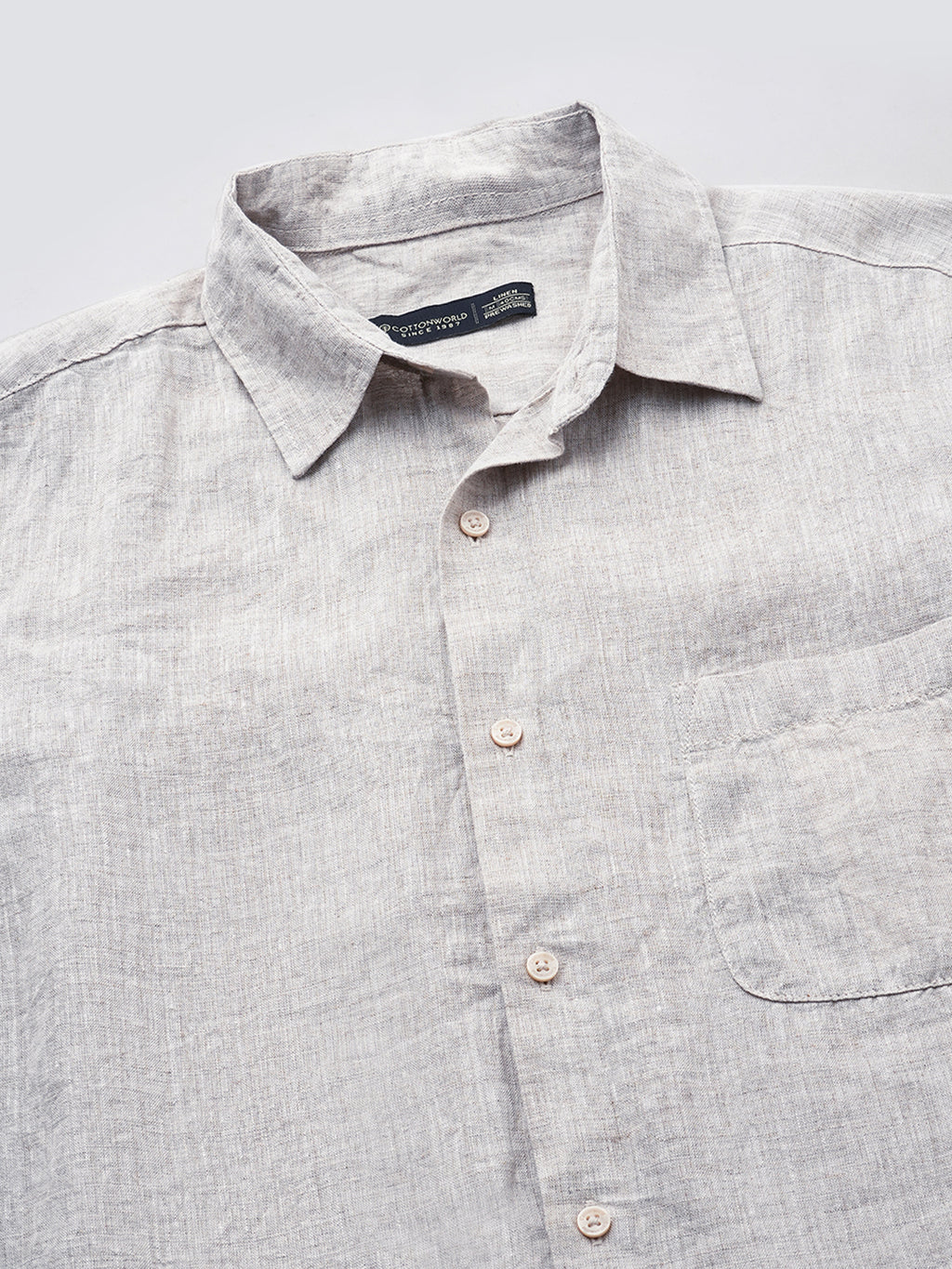 Men's Natural 100% Linen Regular Fit Shirt