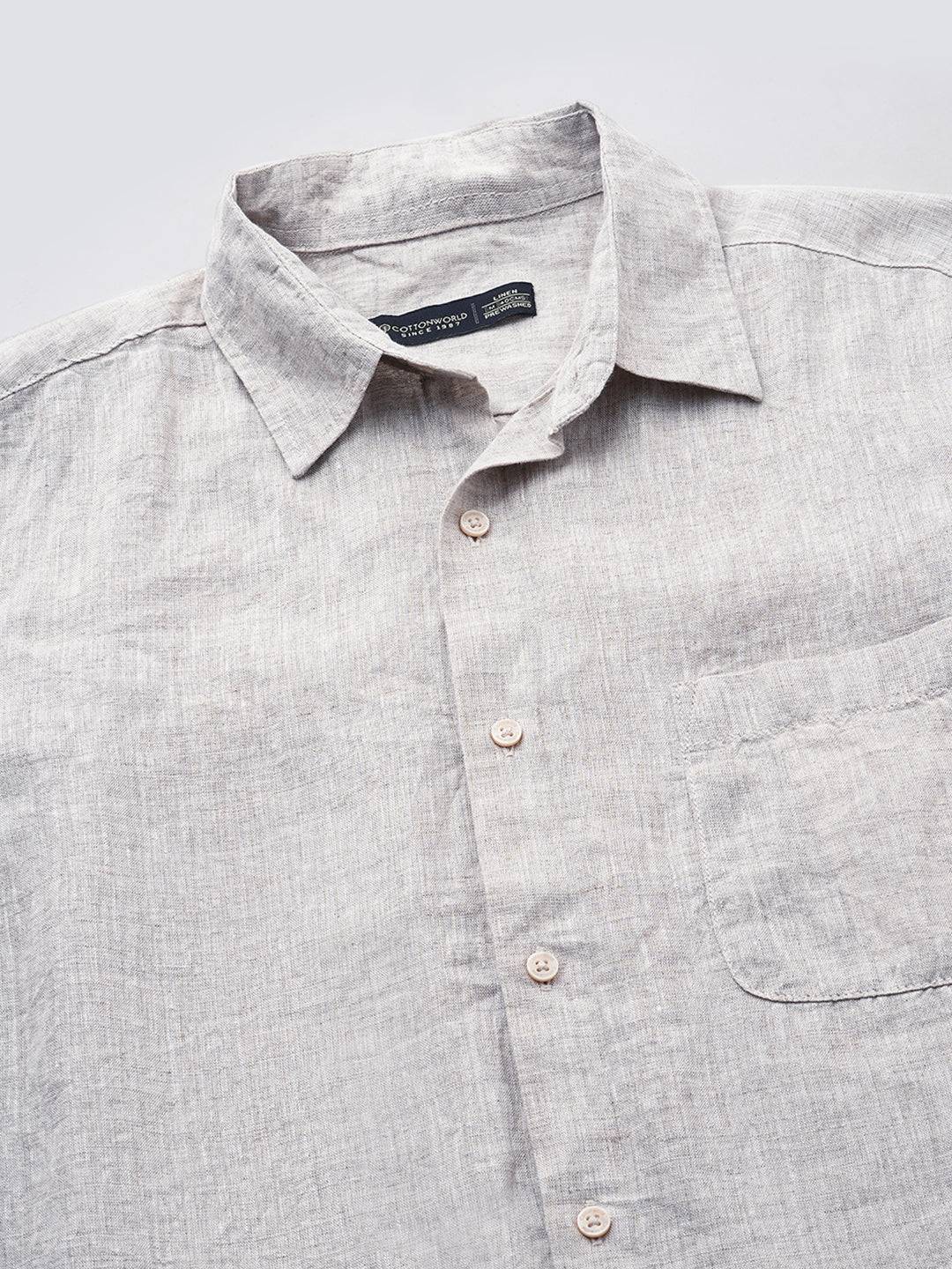 Men's Natural 100% Linen Regular Fit Shirt