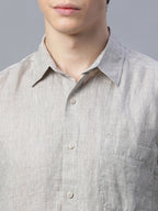 Men's Natural 100% Linen Regular Fit Shirt