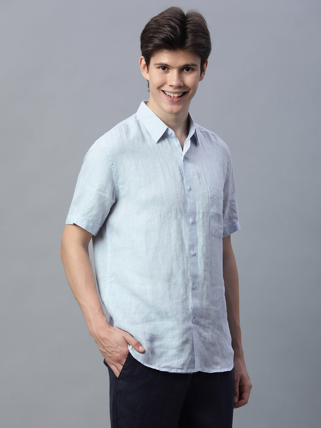 Men's Sky 100% Linen Regular Fit Shirt