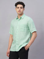 Men's Mint 100% Linen Regular Fit Shirt