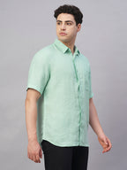 Men's Mint 100% Linen Regular Fit Shirt