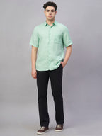 Men's Mint 100% Linen Regular Fit Shirt