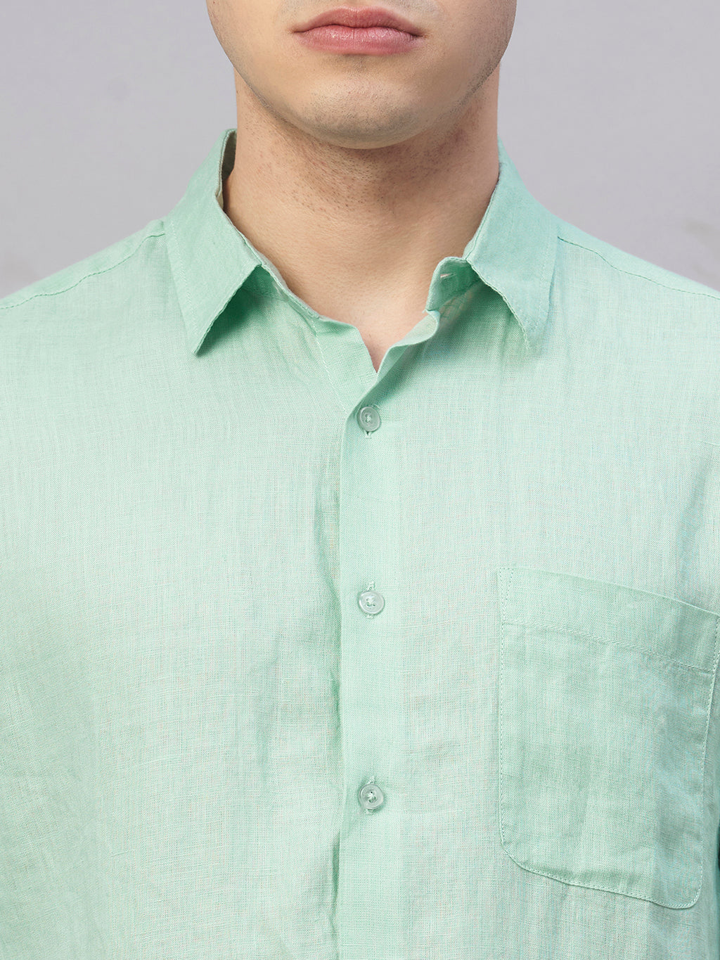 Men's Mint 100% Linen Regular Fit Shirt