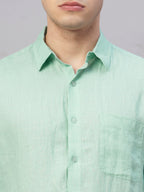 Men's Mint 100% Linen Regular Fit Shirt