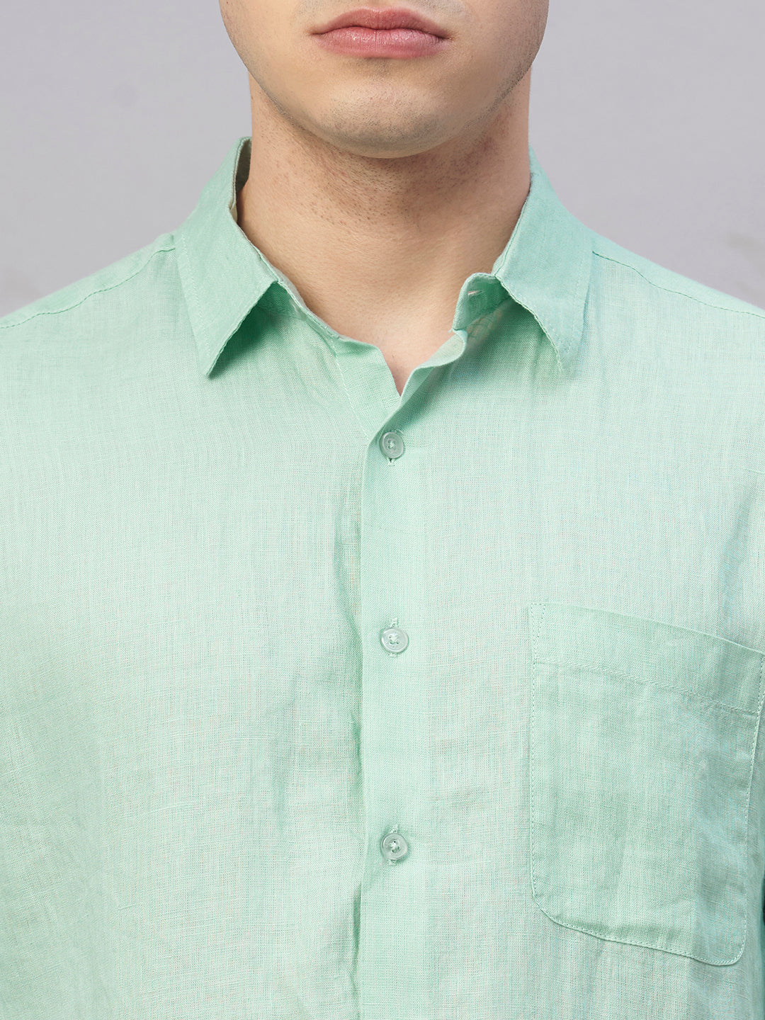 Men's Mint 100% Linen Regular Fit Shirt