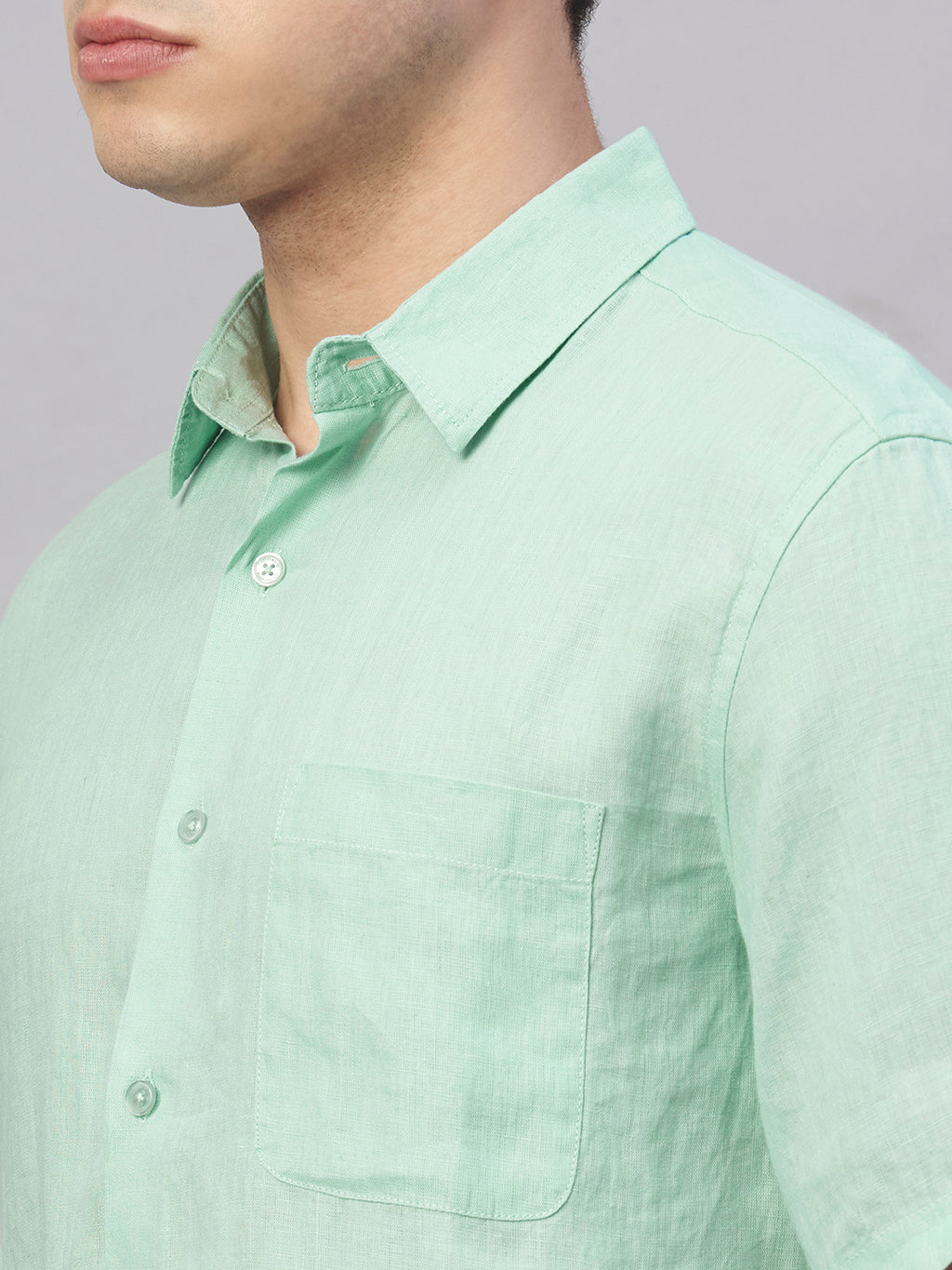 Men's Mint 100% Linen Regular Fit Shirt