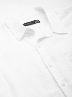 Men's 100% Linen Regular Fit Short Sleeve Shirt White