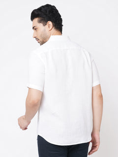 Men's 100% Linen Regular Fit Short Sleeve Shirt White