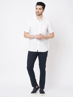 Men's 100% Linen Regular Fit Short Sleeve Shirt White