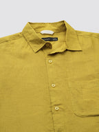 Men's Mustard 100% Linen Regular Fit Shirt