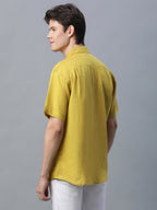 Men's Mustard 100% Linen Regular Fit Shirt