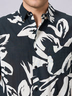 Men's Black 100% Cotton Regular Fit Shirt