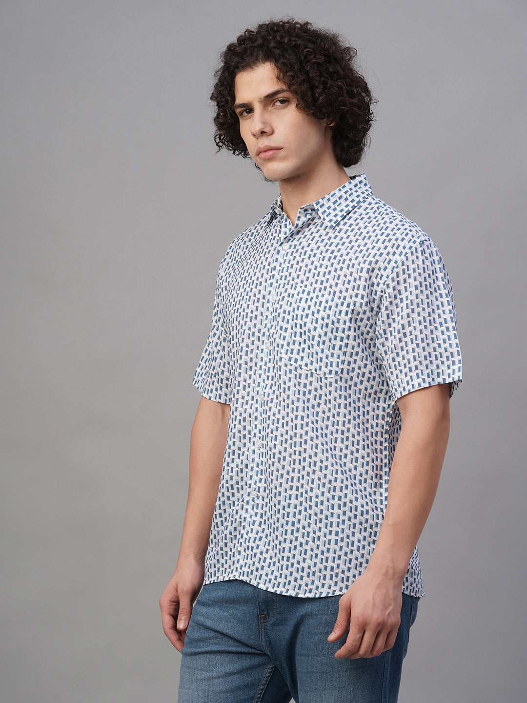 Men's Navy Lyocell Linen Regular Fit Shirt