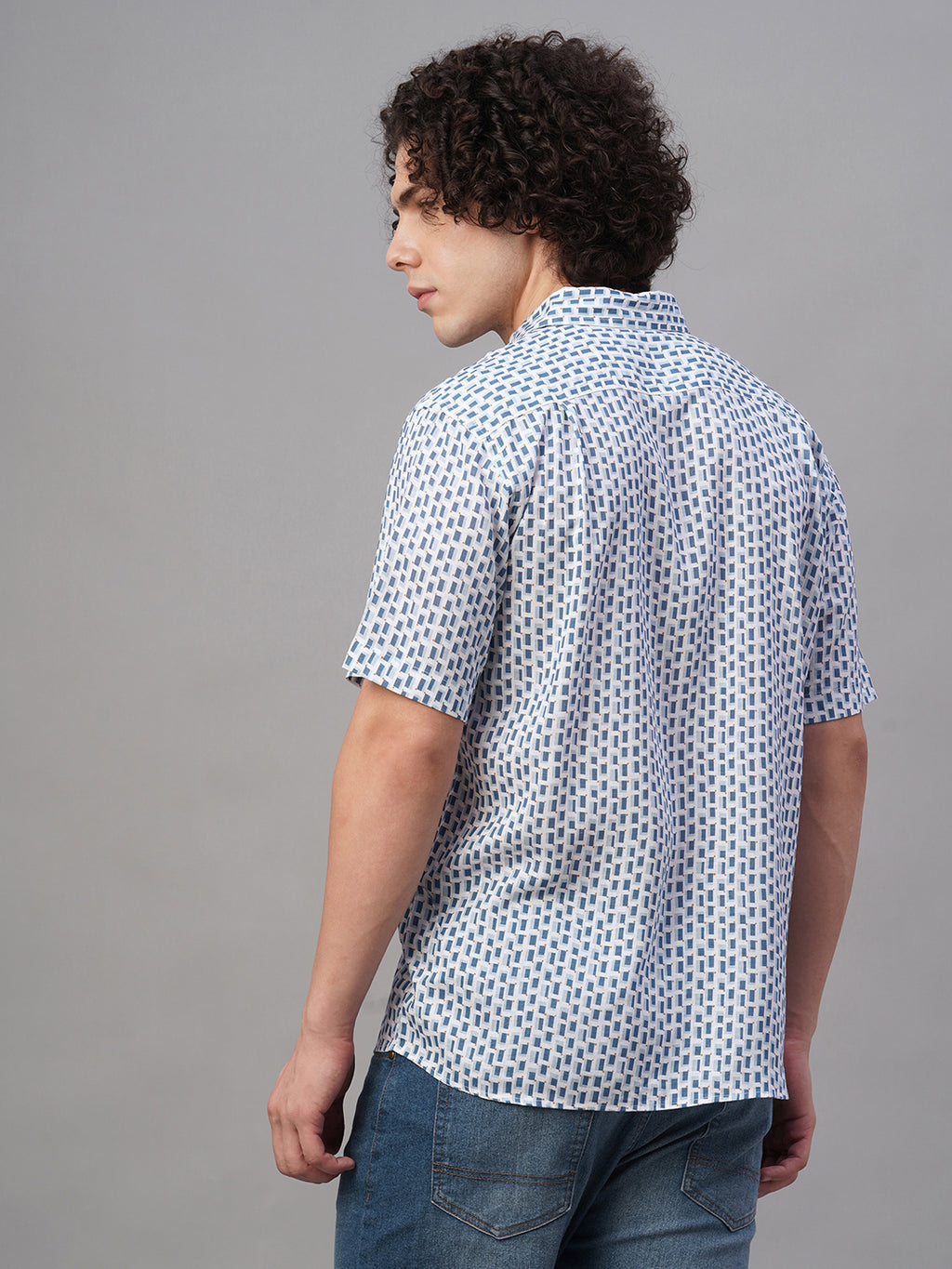 Men's Navy Lyocell Linen Regular Fit Shirt
