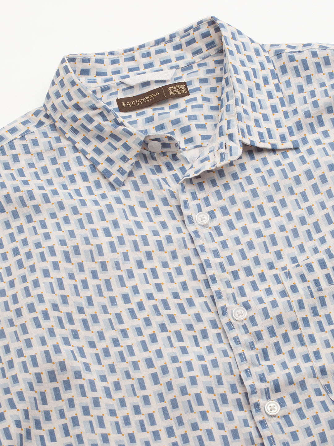 Men's Navy Lyocell Linen Regular Fit Shirt