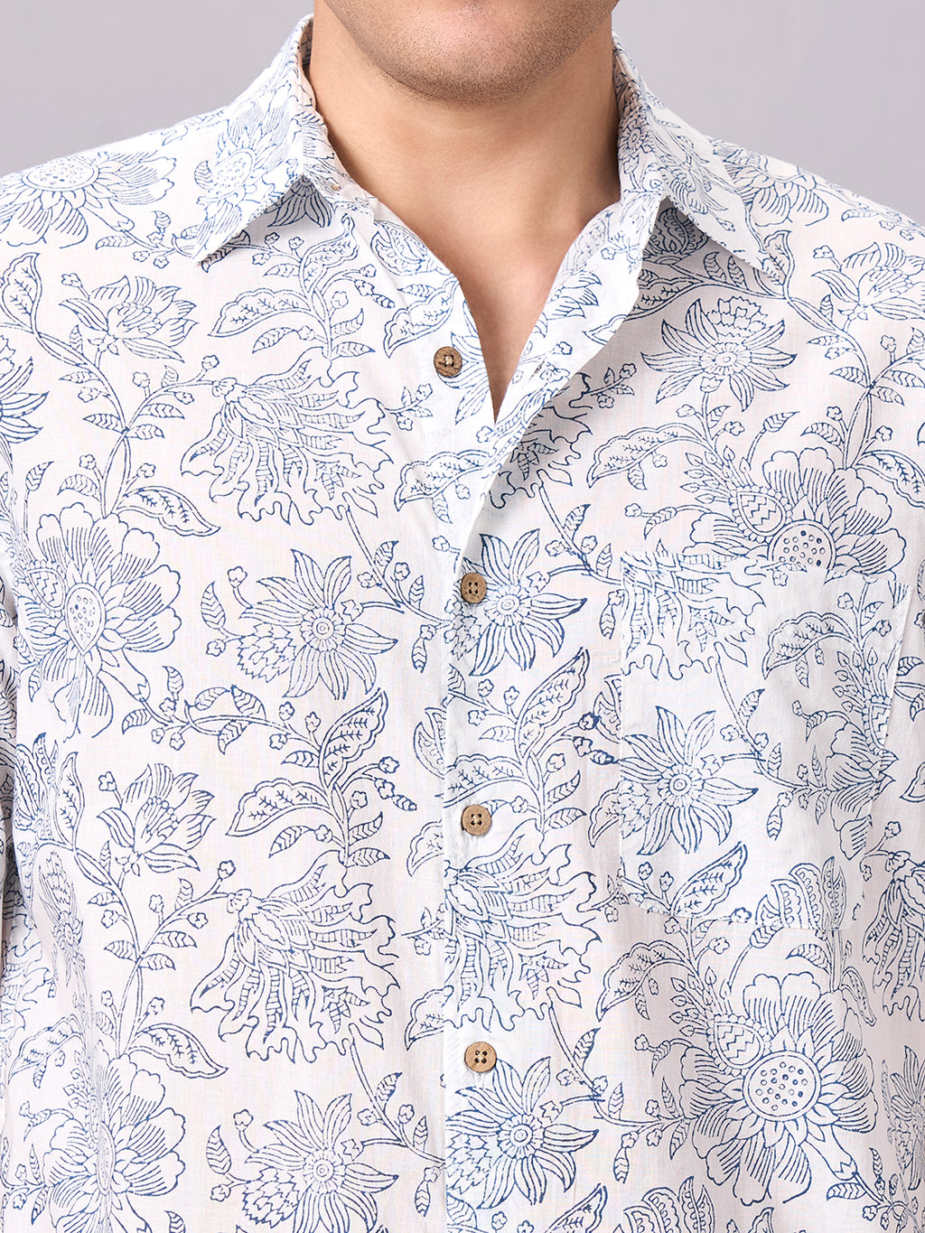 Men's Blue 100% Cotton Regular Fit Shirt